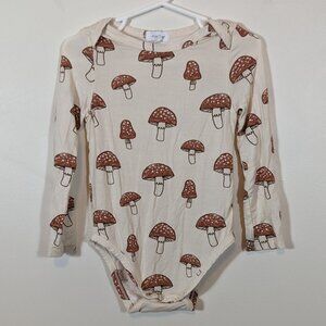 Angel Dear Bamboo Bodysuit 18-24M Cream w/ Red Mushrooms Short Sleeve GUC